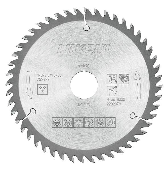 HiKOKI TCT Kreissägeblatt Holz 170x30/20xZ48 Wechselzahn, 752423