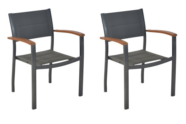 Merxx Paxos Stapelsessel, 2er Set, Alumiuniumgestell mit Textilbespannung und FSC Akazienholz, 50632-307