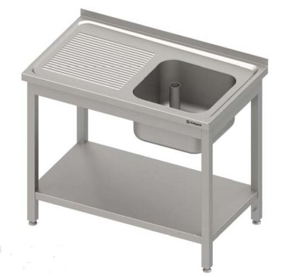 Stalgast Spültisch mit Grundboden 1400x700x850 mm, mit einem Becken links, mit Aufkantung, verschweißt, VST14721LA