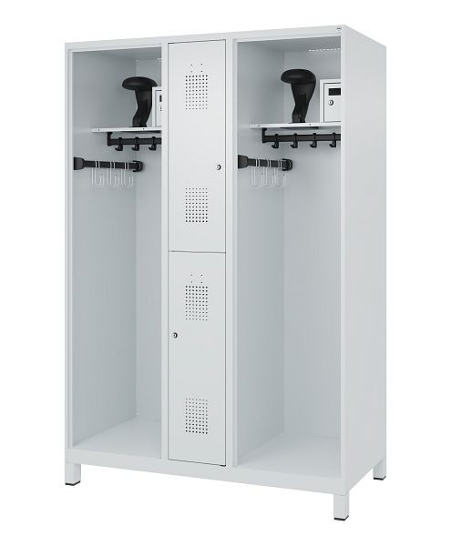 C+P Feuerwehrspind Evolo, Modell MAXI, 2 Abteile, H1850B1300T600 mm, Lichtgrau, Füße, 0496315-030 S10006