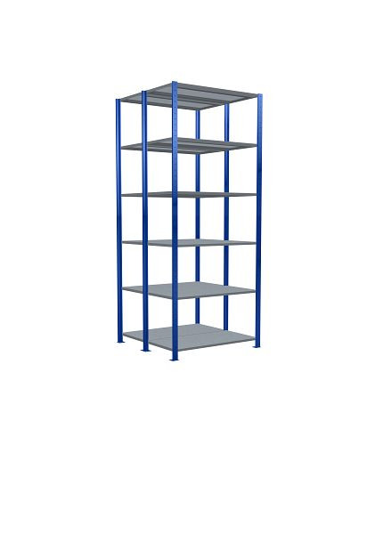 Schulte Grundregal, Steck-Doppelregal MULTIplus150, 2500 x 1000 x (2x500) mm, 2x6 Fachböden, Längenriegel, RAL 5010 enzianblau/verzinkt, 33151-B