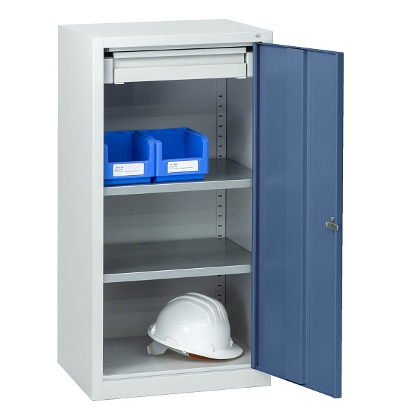 C+P Stahl-Flügeltürenschrank Serie 89, H1000xB100xT500mm, 7035/5023, 1 Tür, 87210-00 S10141