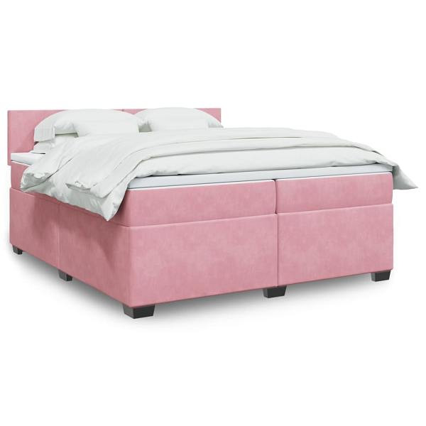 vidaXL Boxspringbett mit Matratze Rosa 200x200 cm Samt, 3286401