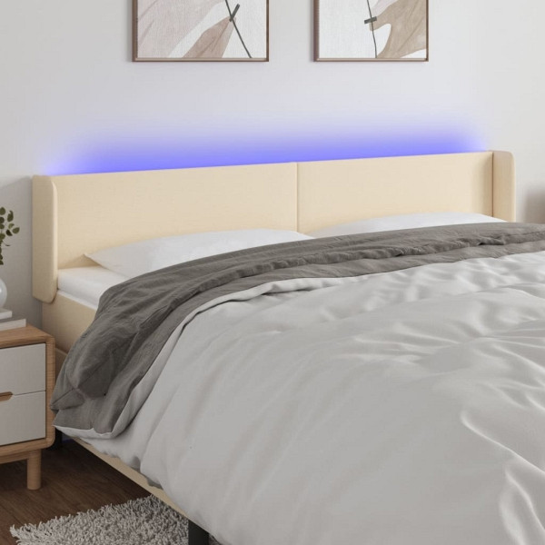 vidaXL LED Kopfteil Creme 163x16x78/88 cm Stoff, 3122967