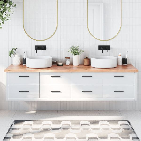 vidaXL Waschtischplatte Hellbraun 200x50x(2-4) cm Massivholz Behandelt, 3156173