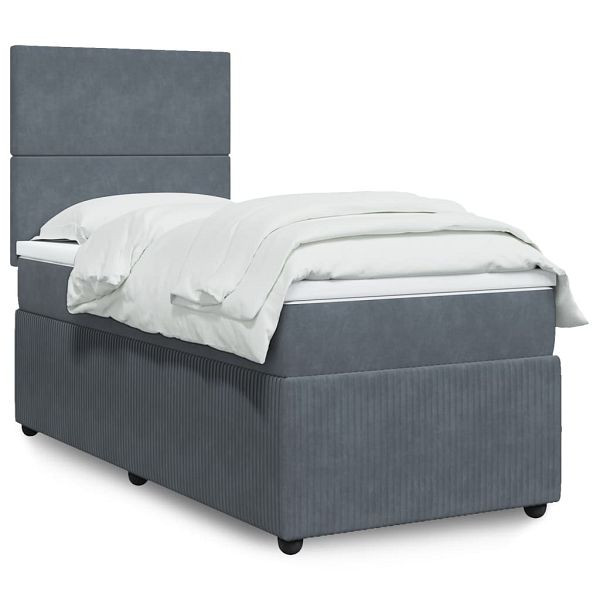 vidaXL Boxspringbett mit Matratze Dunkelgrau 80x200 cm Samt, 3292185