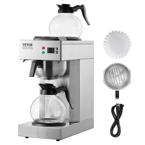 VEVOR Kommerzielle Filterkaffeemaschine, Kaffeemaschine mit 2 Glaskaraffen, BLHSYMSKFJ2G8ZW9BV2