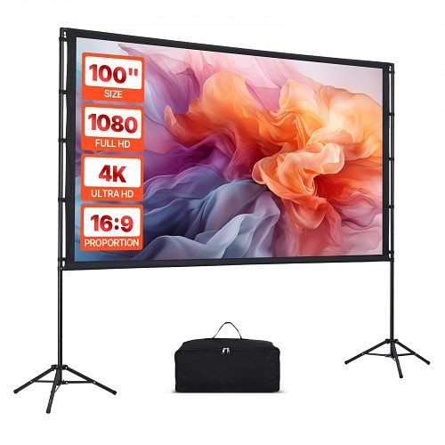 VEVOR 100" Projektionsleinwand 16:9 4K HD, 160° Weitwinkel, Doppelstativ, tragbar mit Tragetasche für innen/außen, ZJSTYPMEKLJZTWA9Y001V0