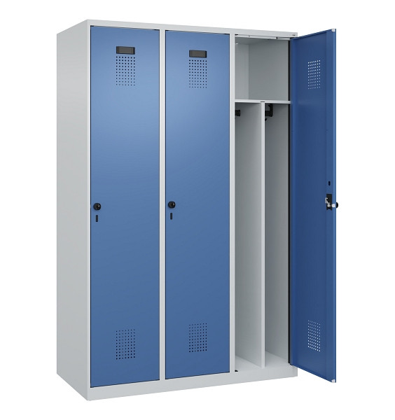 C+P Spind Evolo PLUS, 3 Abteile, 1850x1200x500mm, 7035/5023, Verschluss Drehriegel, 049000-32F S10008