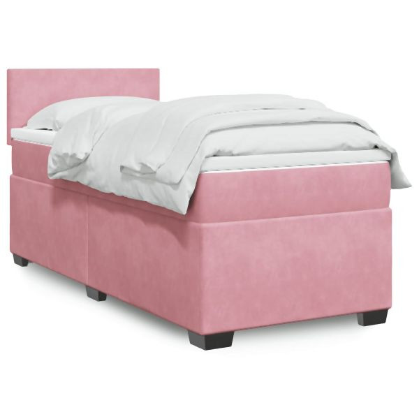 vidaXL Boxspringbett mit Matratze Rosa 90x200 cm Samt, 3286209