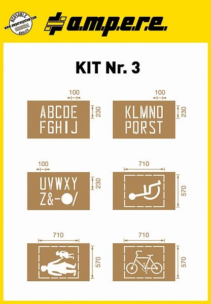 Ampere Schablonen KIT Nr. 3, 1 Set a 6 Schablonen, 630231001