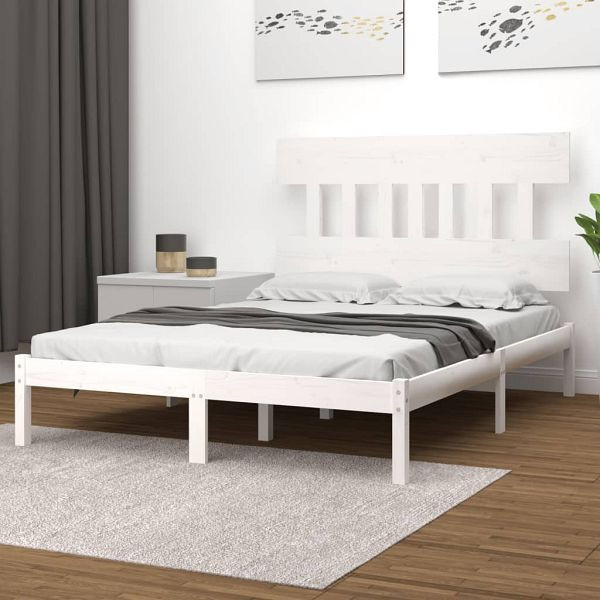 vidaXL Massivholzbett Weiß 200x200 cm, 3104759, 8720287035091