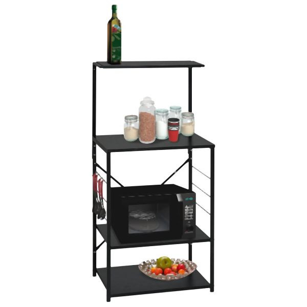 vidaXL Mikrowellenregal Schwarz 60x39,6x123 cm Holzwerkstoff, 288238
