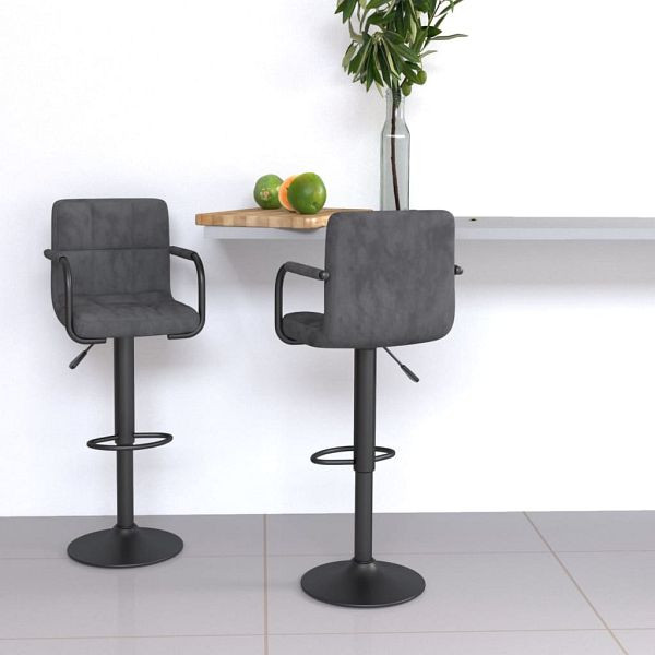 vidaXL Barhocker 2 Stück Dunkelgrau Samt, Material: Pulverbeschichteter Stahl, Samt (100% Polyester), 334660