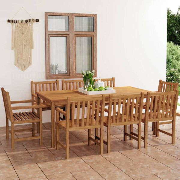 vidaXL 9-teilig Garten-Essgruppe Massivholz Teak, 3059948
