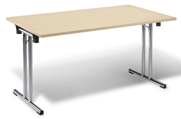 Deskin Klapptisch MODUL, Platte Holzdekor Ahorn, Gestell verchromt, B 1600 x T 700 x H 720 mm, 259732