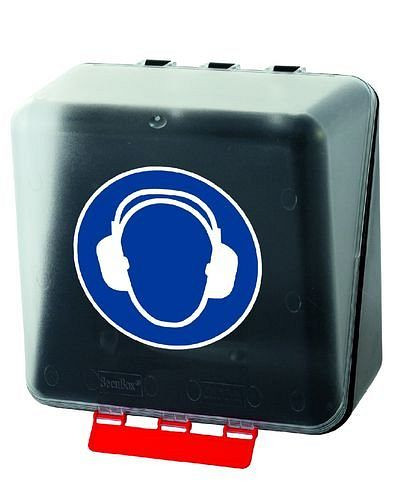 DENIOS Midibox zur Aufbewahrung von Gehörschutz, transparent, 116-485