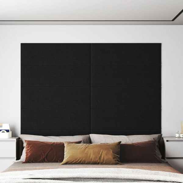 vidaXL Wandpaneele 12 Stück Schwarz 90x30 cm Stoff 3,24 m², 343908