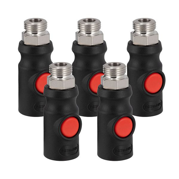 Airpress Sicherheitskupplung Druckknopf 1/2" AG – Euro 7,2 – 5er Set, 43E854-5