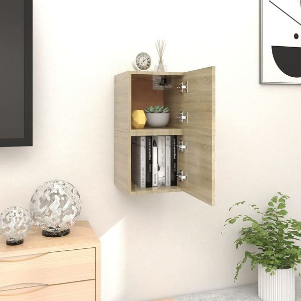 vidaXL TV-Wandschränke 2 Stück Sonoma-Eiche 30,5x30x30 cm, 804491