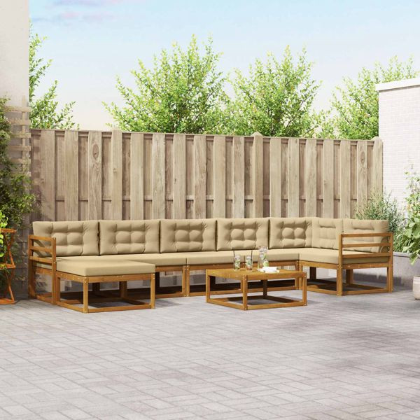 vidaXL Outdoor-Sofagarnitur mit Kissen 8-teilig Natur und Beige, 3367916
