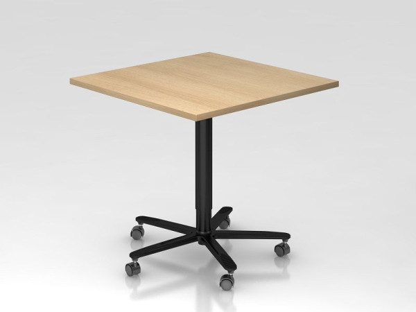Hammerbacher Säulenhubtisch 80x80cm Eiche/Schwarz, Gestell Schwarz, VST88/E/D