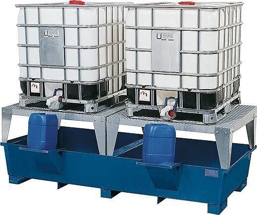asecos KTC Station Stahl RAL5010, 2x Abfüllbock 2680x1300x955mm, 22579