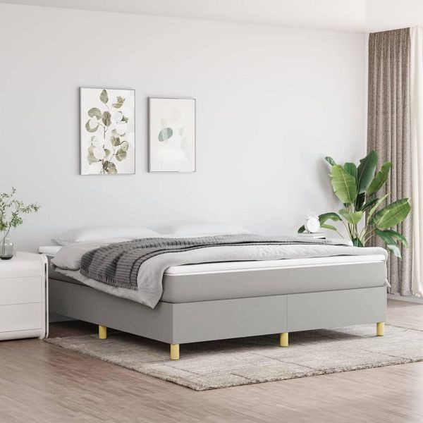 vidaXL Boxspringbett mit Matratze Hellgrau 160x200 cm Stoff, 3144530