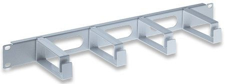 INTELLINET Kabelmanagement für 19"-Schränke, 1 HE, 4 große Kunststoffringe, grau, 711067
