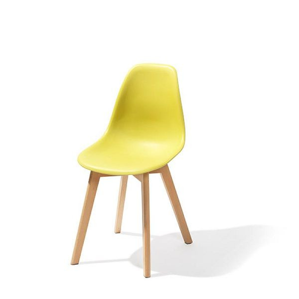 VEBA Keeve Stapelstuhl gelb ohne Armlehne, Birkenholz Gestell und Kunststoff Sitzfläche, 47x53x83cm (BxTxH), 505F01SY