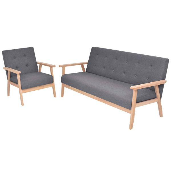 vidaXL Sofa-Set 2-teilig Stoff Dunkelgrau, 274924, 8718475587705
