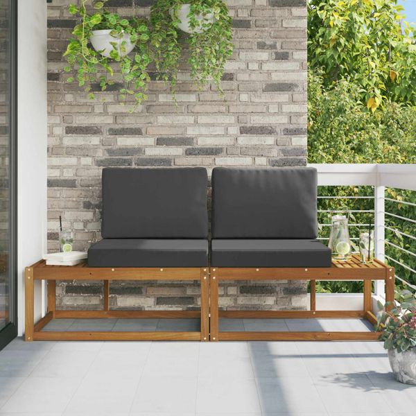 vidaXL Outdoor End Sofa 2 Stück Natur und Anthrazit Massivholz Akazie, 900481