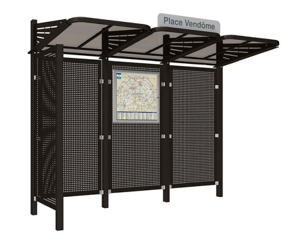 Procity Wartehalle Convi® Rückwand Und 1 Seitenverkleidung Links Aus Blech, Farbe RAL 9005, 529437.9005