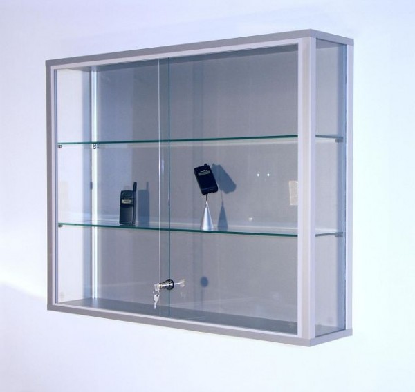 BST Wandvitrine, Dekor-Silber, 2 Böden, 1000x200x800mm, LINK-V108