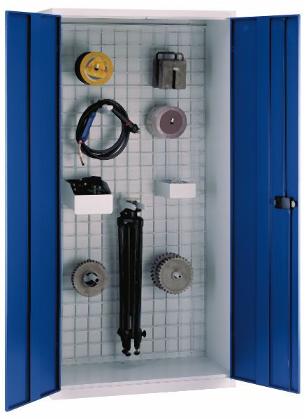 KLW Universalschrank 2000x1000x490mm HxBxT abschließbare Flügeltüren Rückwand Gitter 5mm Ø, Maschenweite 75x75mm, 7FN-NH2000TD-G204XRB
