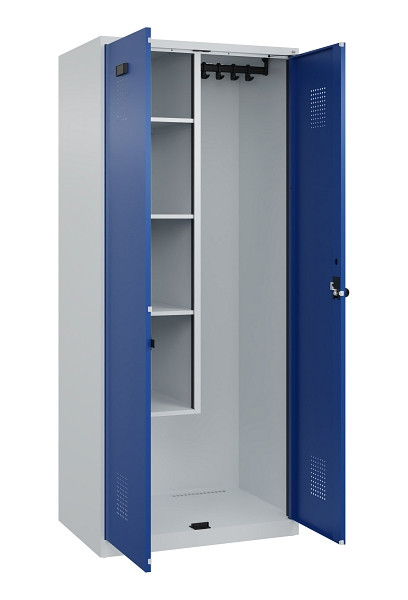 C+P Putzmittel-Spind Evolo PLUS, 2 Abteile, 1850x800x500mm, 7035/5010, Drehriegel, 049100-02 S10006