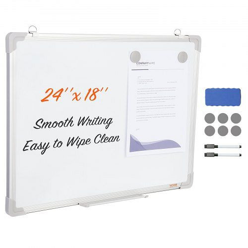 VEVOR Whiteboard Magnettafel mit Stiftablage 457 x 610 mm, Whiteboard inkl. 2 Whiteboard-Stifte +6 Magnete + 1 Magnetische Löscher, BBYCXG2418ABSNNC9V0
