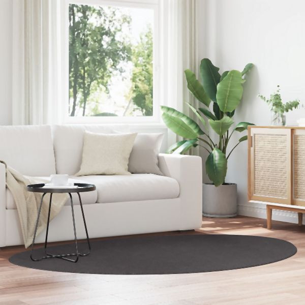 vidaXL Teppiche Anthrazit Wolle 140 x 200 cm Teppich Oval, 4103659