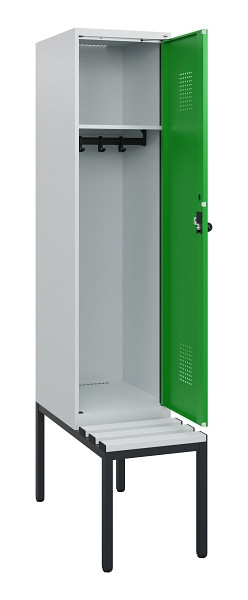 C+P Spind Evolo PLUS, 1 Abteil, 1950x400x815mm, 7035/6037, Drehriegel, Sitzfläche Kunststoff, Sitzbank, 0490505-12 S10065