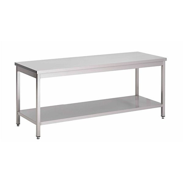 Gastro-Inox Edelstahl AISI 430 Arbeitstisch mit Grundboden, 2000x600x850mm, verstärkt mit 18 mm dicker, beschichteter Spanplatte, 301.174