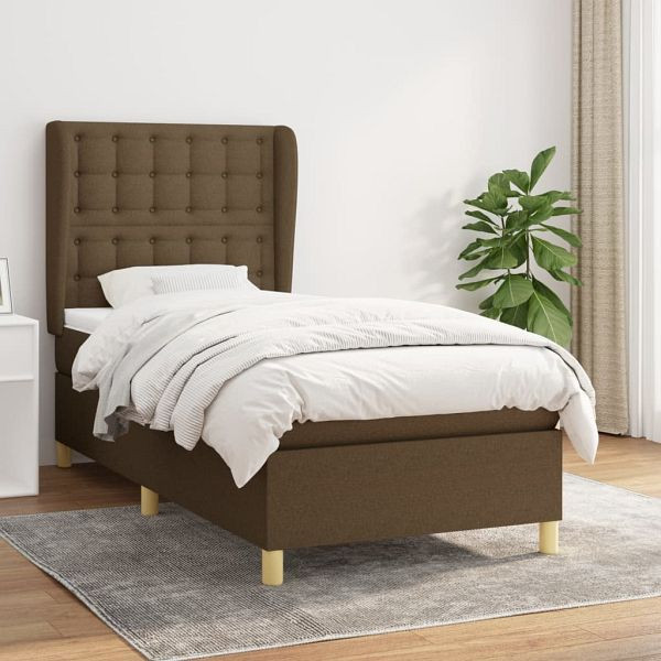 vidaXL Boxspringbett mit Matratze Dunkelbraun 80x200 cm Stoff, 3128800