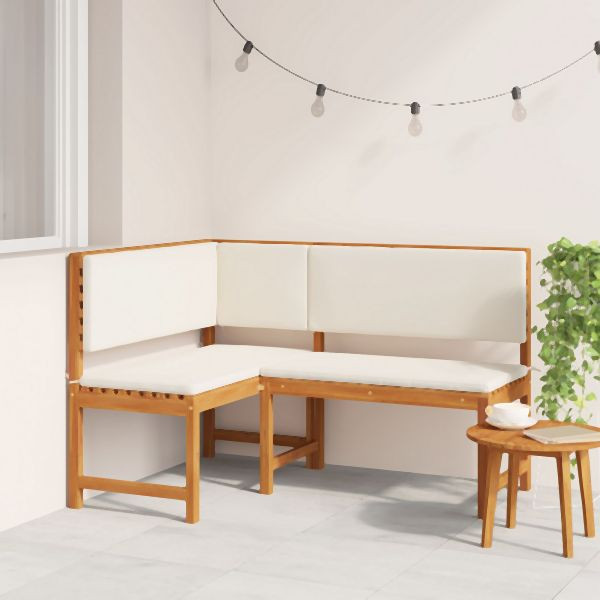 vidaXL Garten-Eckbank mit Kissen 140x100x91 cm Massivholz Akazie, 4107149