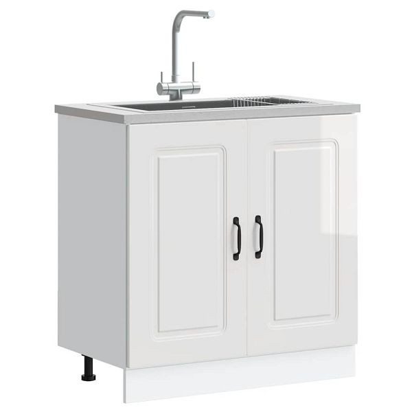 vidaXL Spülenunterschrank Kalmar Hochglanz-Weiß 80x46x81,5 cm, 853449