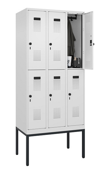 C+P Doppelstock-Spind Evolo PLUS, Gestell, 6 Fächer, 2120x900x500mm, 9016/9016, Drehriegel, 0493307-30 S10020