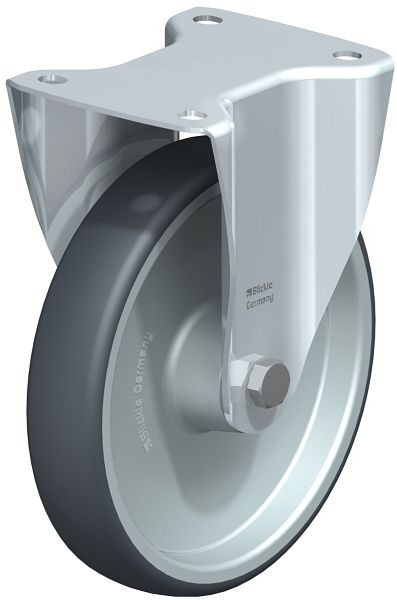 Blickle B-TPA 200R Stahlblech-Bockrolle mit Anschraubplatte, Thermoplastisches Gummi-Elastomer, Grau, 756968