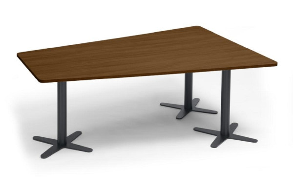 Deskin Konferenztisch DUBLIN, Dekor: Nussdekor dunkel, Gestellfarbe: Anthrazit RAL 7016, BxHxT: 2000 x 735 x 1410 mm, 330282