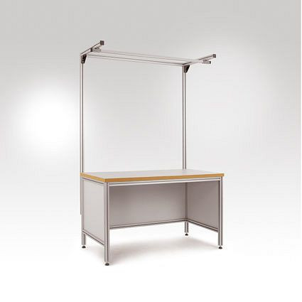 Manuflex ESD-Alu-Aufbauportale mit Ausleger für UNIVERSAL Standard Arbeitstische mit Tischbreite = 1250 mm, LU8312.7035