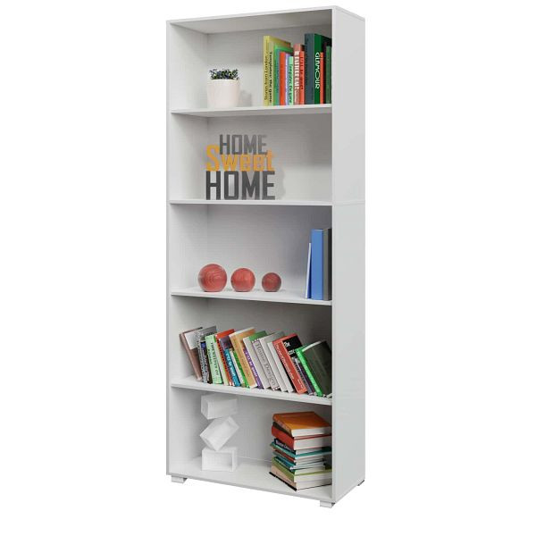 casaria Bücherregal Vela Weiß 5 Fächer, 106616, 4250525360615