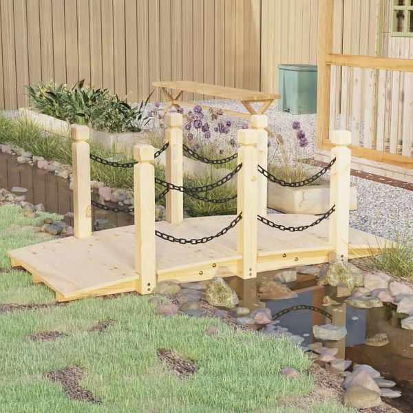vidaXL Gartenbrücke mit Kettengeländer 150x67x56 cm Massivholz Fichte, 363357