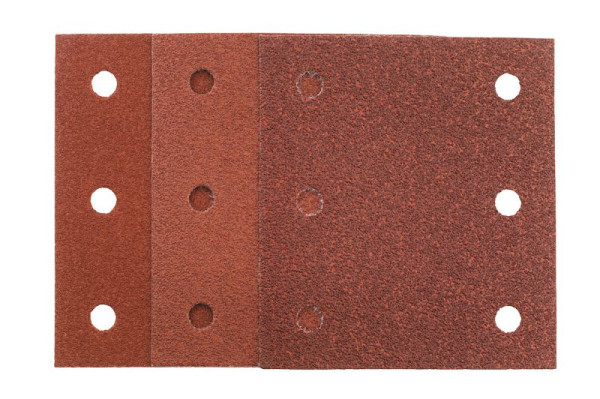 HiKOKI 15 Haftschleifblätter Set 114x104mm P60, 80, 120, Rot, 753040